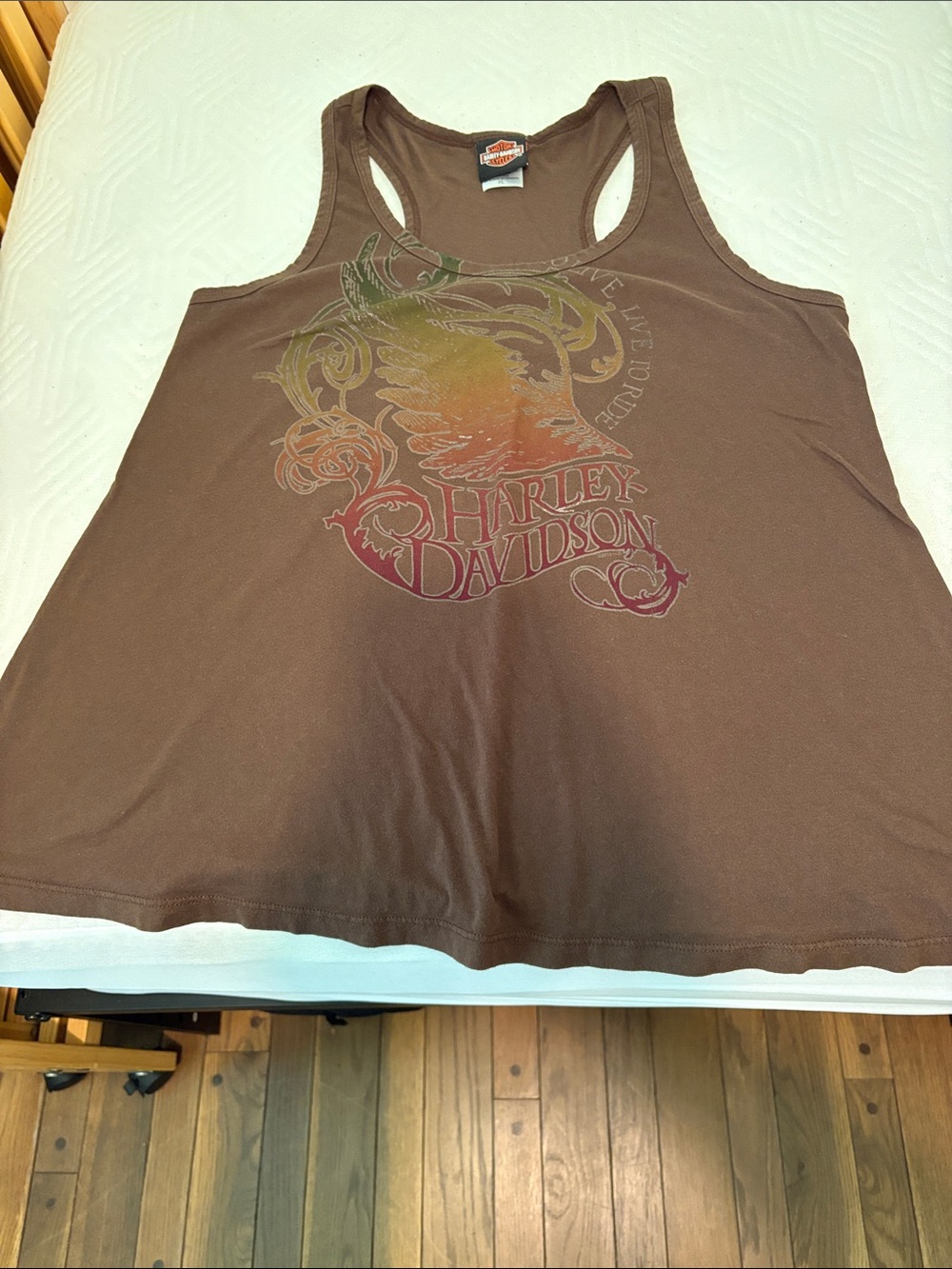 Harley-Davidson Brown Tank with Faded Multicolor Logo